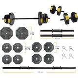 Tanspor Tan Spor 50 kg Dambıl-Dumbell-Ağırlık-Halter–full Kısa Bar + Düz Bar + Z Bar Seti - Sarı