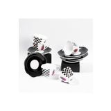 Tantitoni 006-01-6LI WHITE AND BLACK NEW BONE KAHVE FİNCAN TAKIMI