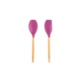 Tantitoni 006-01-BAMBU SAPLI VİŞNE RENKLİ SİLİKON BÜYÜK KAŞIK VE SPATULA SETİ