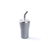 Tantitoni 024-01-GRİ 2 KAPAKLI ÇİFT KATMANLI PİPETLİ TERMOS BARDAK 410ML