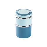 Tantitoni 024-01-TEDEMEI MAVİ PASLANMAZ ÇELİK 2 KATLI YUVARLAK YEMEK TAŞIMA KABI 930ML