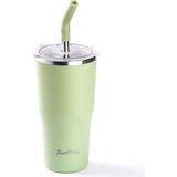 Tantitoni 024-01-YEŞİL 2 Kapaklı Çift Katmanlı Pipetli Termos Bardak 530ML - Yeşil