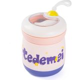 Tantitoni 036-01- Tedemeı Pembe Paslanmaz Çelik Kaşıklı Yemek Taşıma Kabı 450ML