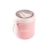 Tantitoni 048-01-TANTİTONİ PEMBE PASLANMAZ ÇELİK YUVARLAK KAŞIKLI YEMEK TAŞIMA KABI 530ML