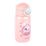 Tantitoni 400 ml Pembe Tavşan Desenli Pipetli Paslanmaz Çelik Çocuk Termosu