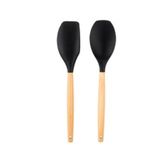 Tantitoni Bambu Sapli Fume Renkli Silikon Buyuk Kasik Ve Spatula Seti (Elvin Home Concept)