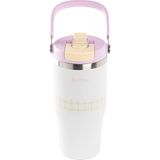 Tantitoni Beyaz Paslanmaz Çelik Katlanır Pipetli Termos Bardak 750ML - 750 ml
