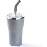 Tantitoni Gri 2 Kapaklı Çift Katmanlı Pipetli Termos Bardak 410 Ml