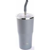 Tantitoni GRİ 2 KAPAKLI ÇİFT KATMANLI PİPETLİ TERMOS BARDAK 530ML