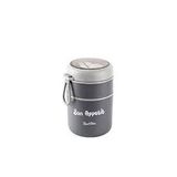 TANTİTONİ GRİ PASLANMAZ ÇELİK YUVARLAK 2 KATLI GRİ-FÜME PLASTİK KAŞIKLI YEMEK TAŞIMA KABI 710ML