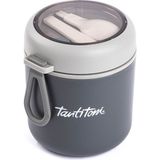 Tantitoni Gri Paslanmaz Çelik Yuvarlak Kaşıklı Yemek Taşıma Kabı 530ML (417455) - Siyah - Gri