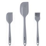 Tantitoni Gri Renkli 3 Lü Silikon Spatula ve Fırça Seti - 0 - 1 lt