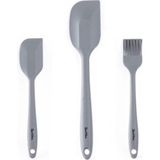 Tantitoni Gri Renkli 3 Lü Silikon Spatula Ve Fırça Seti (Elvin Home Concept)