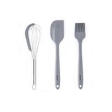 Tantitoni Gri Renkli Silikon Spatula ,Fırça,Ve Çırpıcı Seti
