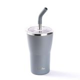 Tantitoni HENG GRİ 2 KAPAKLI ÇİFT KATMANLI PİPETLİ TERMOS BARDAK 410ML