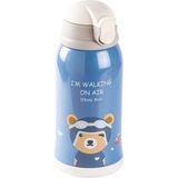 Tantitoni Kake Mavi Ayıcık Desenli Çift Kapaklı Çocuk Termosu 600ml - Rose Gold - 350 ml