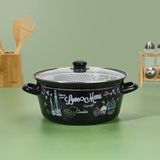 Tantitoni Love Menu Emaye Kızartma Tenceresi - Siyah - 28 cm