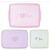 Tantitoni Melamin Tea Desenli 3Lü Kaydırmaz Tepsi 25-36-43Cm (Elvin Home Concept)