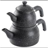 Tantitoni Orta Boy Gri Granit Çaydanlık Takımı 980/1700ML