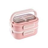 Tantıtonı Pembe Paslanmaz Celık 2 Katlı Chopstıck Ve Kasıklı Yemek Tasıma Kabı 1.65L