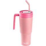 Tantitoni Pembe Pipetli Paslanmaz Çelik Termos Bardak 1.2l - 350 ml - Rose Gold
