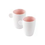 Tantitoni Round Pembe Porselen İkili Kupa Seti 220Ml