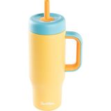 Tantitoni Sarı Paslanmaz Çelik Pipetli Termos Bardak 660ML - 660 ml