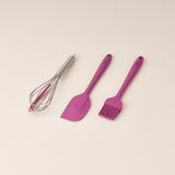 Tantitoni Silikon Spatula Fırça ve Çırpıcı Seti - Mor - Montajsız