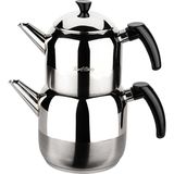 Tantitoni Siyah Athena Büyük Boy Paslanmaz Çelik Çaydanlık Takımı 1300/2250 ml