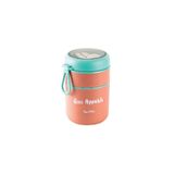 Tantitoni TANTİTONİ PEMBE PASLANMAZ ÇELİK YUVARLAK 2 KATLI PEMBE-YEŞİL PLASTİK KAŞIKLI YEMEK TAŞIMA KABI 710ML