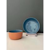 Tantitoni Terracotta Mavi Porselen 2 Li Kase Seti