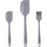 Tantitoni TNT-8695835401904-SOFT SET3SFG-GRİ Renkli 3lü Silikon Spatula ve Fırça Seti - Gri