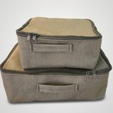 Tanto Bushcraft Tanto Haki Mumlu Kanvas 2’li Hurç Seti Fermuarlı Organizer Çanta – El Yapımı Depolama ve Valiz Düzenleyici (Küçük ve Büyük Boy)