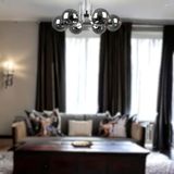 Tanya Modern Tasarım Mutfak - Salon - Yatak Odası - Tavan Krom Renk Füme Camlı 6 Lı Avize