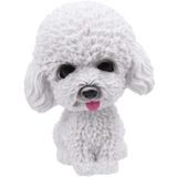 Taotenish Bobble Head Köpek Simülasyonu Sallanan Kafa Köpek Ponponu Başları Köpek Oyuncak Süsler Araba Aracı Ev Ofis Dekorasyonu için Mini Ponpon Başlı Oyuncaklar - Beyaz Oyuncak