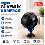 Tap10 Mini Wi-Fi Güvenlik Kamerası | 1080P Full Hd | Geniş Açı | Gece Görüşü | Hareket Algılama | 64GB Sd Kart Destekli - Siyah