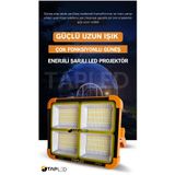 TAPLED AYDINLATMA Güneş Enerjili Solar 200w Watt Led Projektör Taşınabilir Sarı Beyaz Işık Lamba