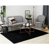 Tappeto Rex Tavşanı Dekoratif Post Peluş Halı Siyah (Tüy Yüksekliği 22 Mm) - 100 x 150 cm