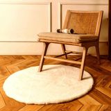 Tappeto Rex Tavşanı Dekoratif Yuvarlak Post Halı Krem (Tüy Yüksekliği 22 Mm) - 140 x 140 cm