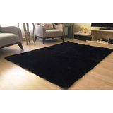 Tappeto Tavşan Tüyü Dekoratif Post Halı Siyah - 80x200 cm