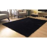 Tappeto Tavşan Tüyü Dekoratif Post Halı Siyah - 80x250 cm