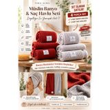 TaraAura %100 Pamuk 4 Katlı Müslin Banyo Peştemal ve Saç Peşkiri Takımı - Yüksek Emici&Hızlı Kuruyan