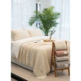Taraaura %100 Pamuk Çift Kişilik Müslin Yatak Örtüsü - Bej - 210 x 230 cm