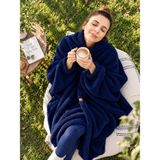 Taraaura Oversize Giyilebilir Tv Battaniyesi Unisex-Lacivert-M - 40 x 35 x 15 cm
