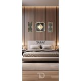 Taraf Dekorasyon Çizgi Lazer Kesim Dekoratif Pleksi Duvar Saati Gold 55 x 55 cm
