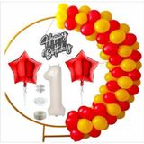 TARAFTAR SARI, KIRMIZI 60 ADET BALON 2 ADET YILDIZ, 1 YAŞ KREM FOLYO BALON SETİ
