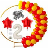 TARAFTAR SARI, KIRMIZI 60 ADET BALON 2 ADET YILDIZ, 2 YAŞ KREM FOLYO BALON SETİ