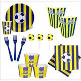 Taraftar Sarı Lacivert 8 Tabak, 8 Bardak, 8 Mısır Kutusu, 10 Peçete, 10 Çatal, 10 Kürdan, 8 Cupcake