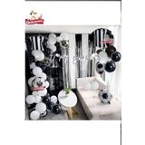 Taraftar Siyah Beyaz Folyolu Balunlu Happy Birthday Yazili Lüks Doğum Günü Parti Seti Süsü