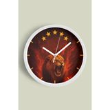 Taraftar Tasarımlı Modern Duvar Saati - 25cm - Önü Camlı Beyaz Kasa - Sessiz Mekanizma, JH1265S25BKP